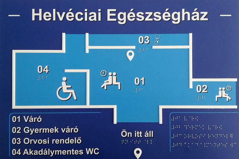 Braille információs tábla tapintható térkép