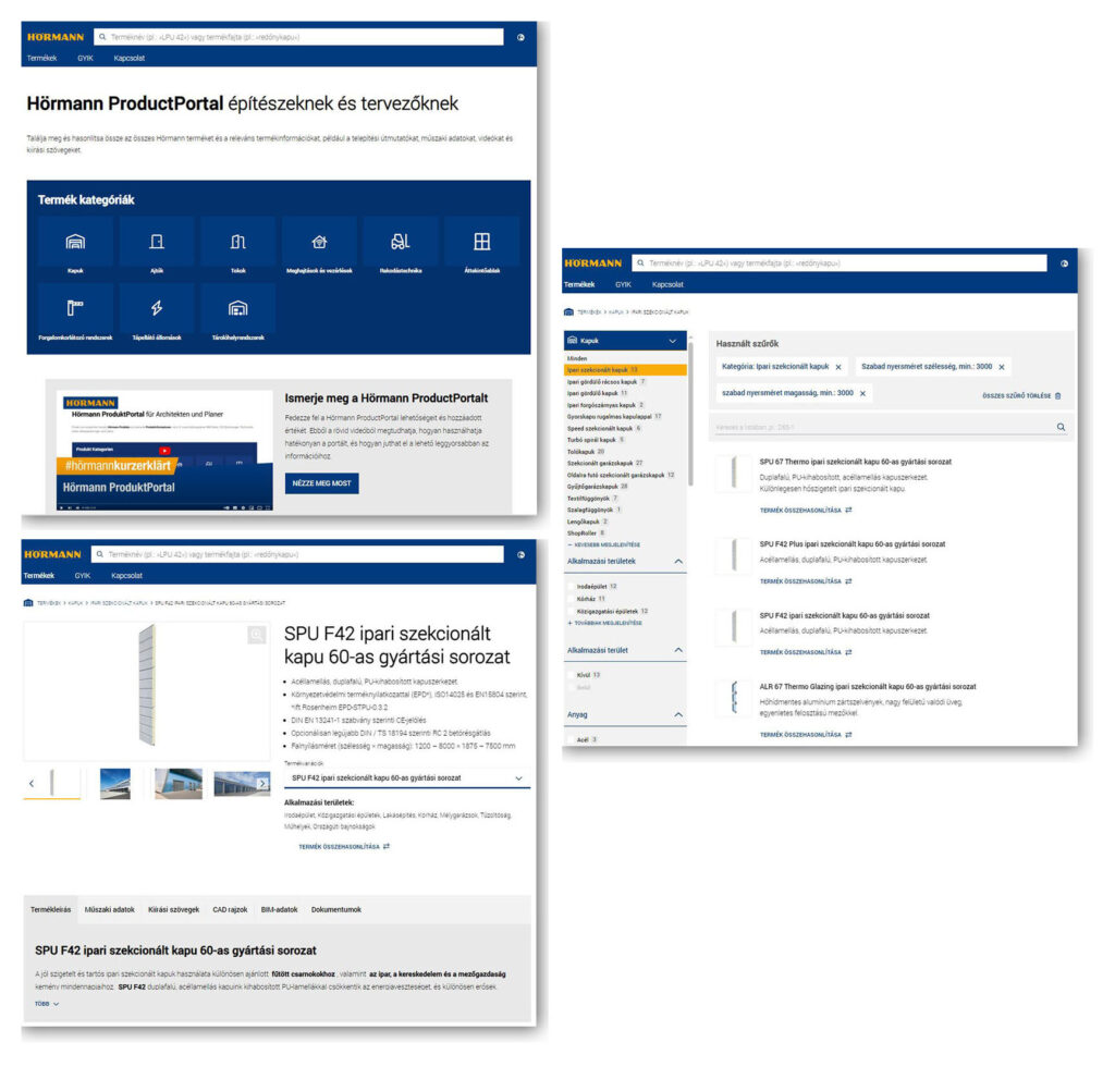 Hörmann ProductPortal építészek és tervezők számára