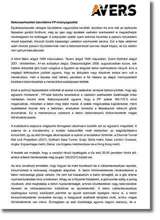 Betonszerkezetek tűzvédelme PP műanyagszállal 5 Betonszerkezetek tűzvédelme
