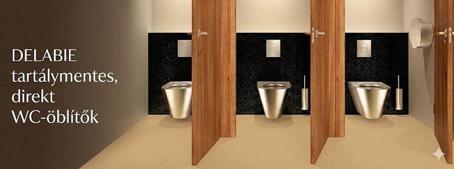 Szemléletváltás a nyilvános szaniterek világában a DELABIE tartály nélküli direkt WC-öblítők