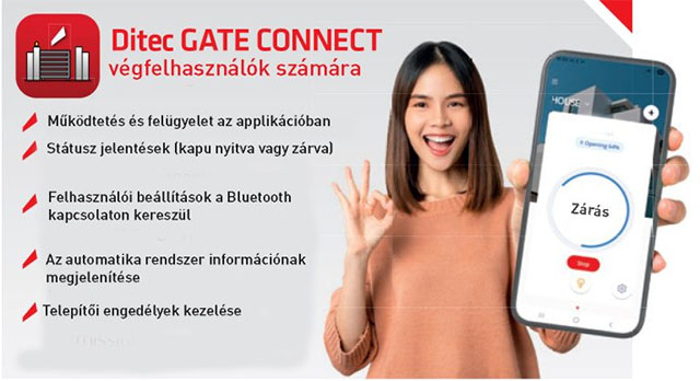Megjelent a Ditec Gate Connect applikáció kapuautomatikák vezérlésére