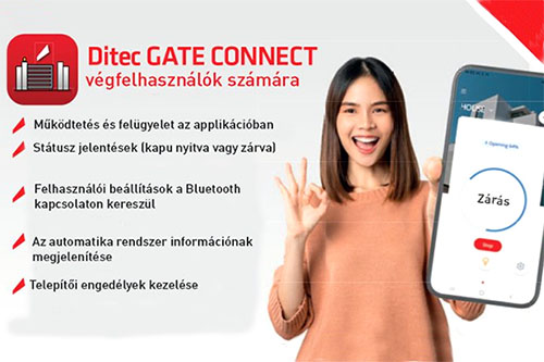 Megjelent a Ditec Gate Connect applikáció kapuautomatikák vezérlésére