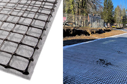 Abgrid biaxiális georács és a Tipptex nem szőtt geotextília kombinálása